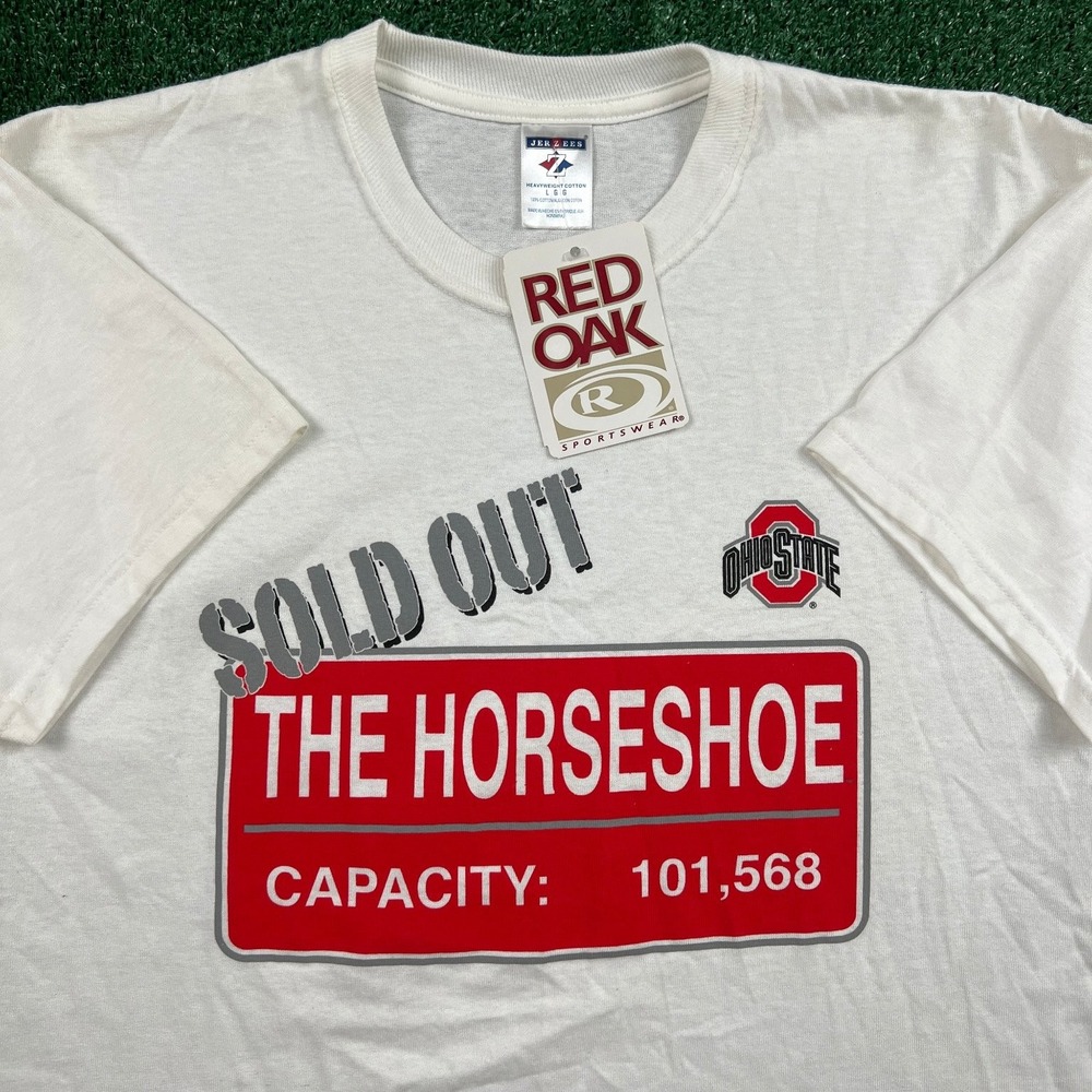 VTG NWT Ohio‎ State Buckeyes The Horseshoe Stadium T-Shirt Mens Large White Y2K